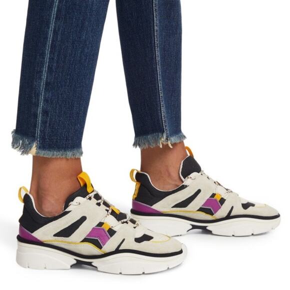 Isabel Marant Kindsay Mesh Story Lace Up Chunky Sneaker Black Purple Multi - Picture 1 of 8